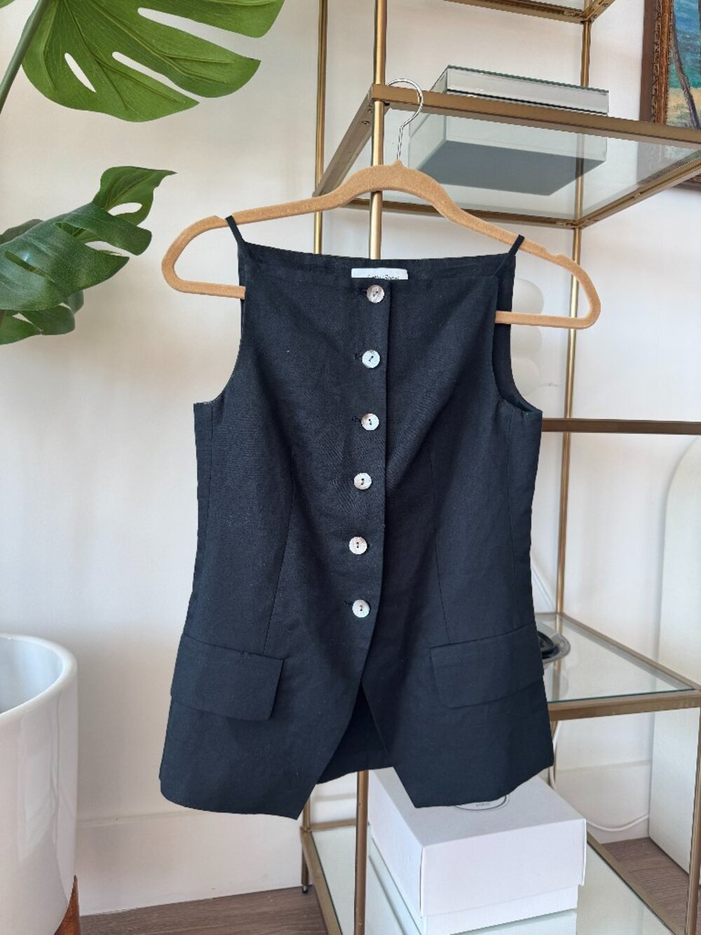 & Other Stories Button-Up Boatneck Tank Top